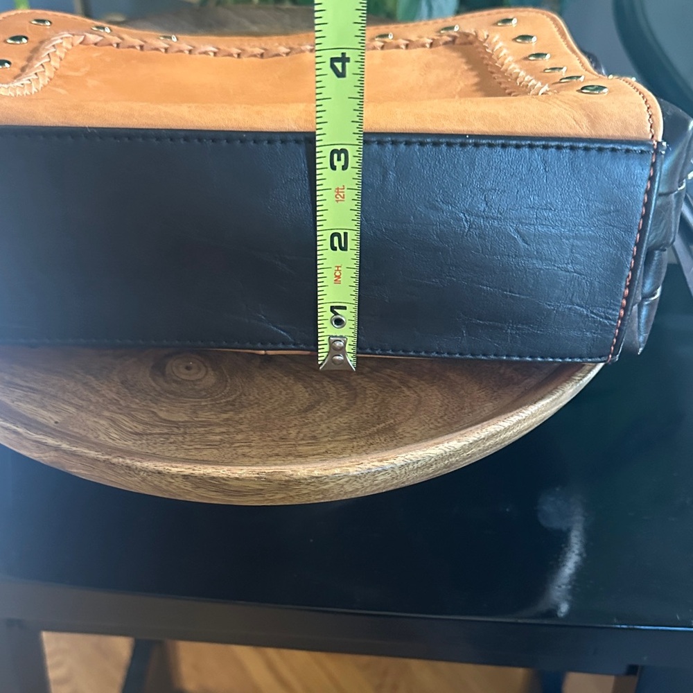 Tignanello Orange Brown Braided, Gold Studded Crossbody NWOT - Picture 14 of 15